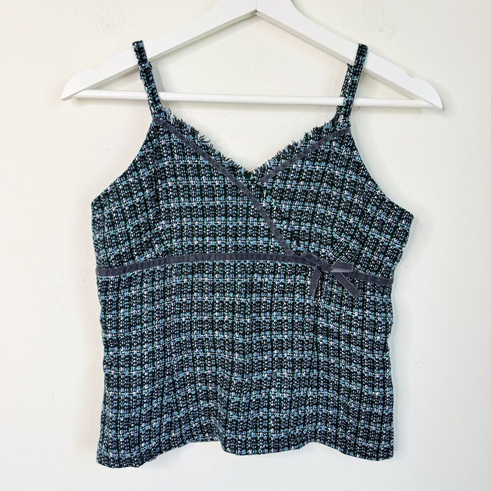 Old Navy Vintage Y2K SMTweed Black Velvet Bow Baby Doll Camisole Clueless 90’s